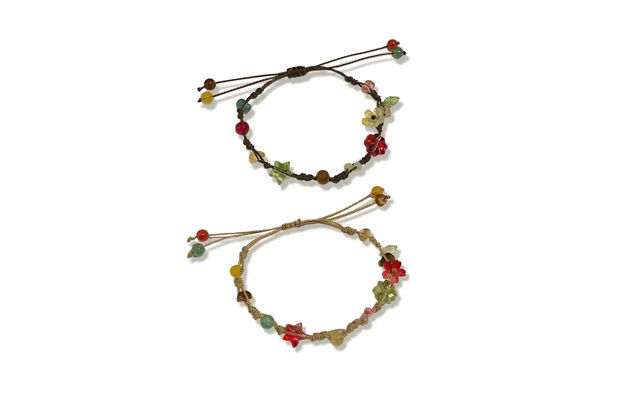 牧言 彩色多巴胺 星星蝴蝶花朵碎石编织手绳 森系民族风小众独特个性 治愈系森系小清新编织手饰  好运 织物 手链 女款