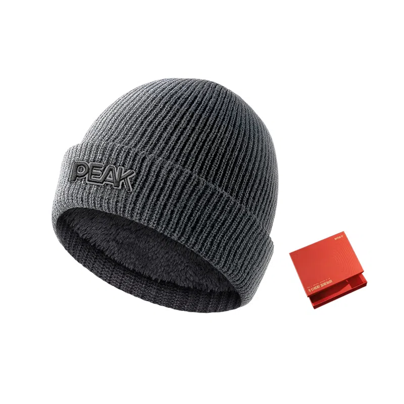 匹克 秋冬休闲简约潮流 腈纶/涤纶 绒线帽 加绒加厚保暖防寒 男女同款情侣款 灰色