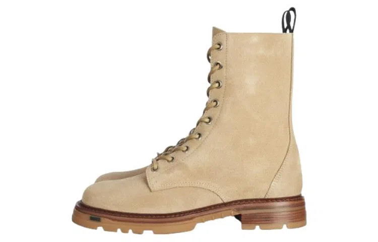 DIOR Leather Lace-Up Mid Martin Boots Brown