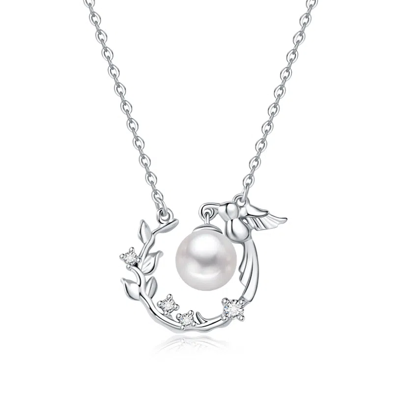 幸囍礼 蓝桉与鸟 甜美森系花环绕灵动浪漫轻奢 淡水珍珠 项链 男女同款情侣款