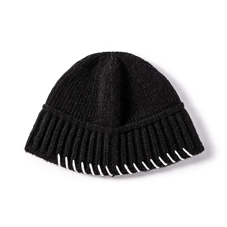 浪莎 韩版无檐时尚单色缝线造型 腈纶 绒线帽 男女同款情侣款