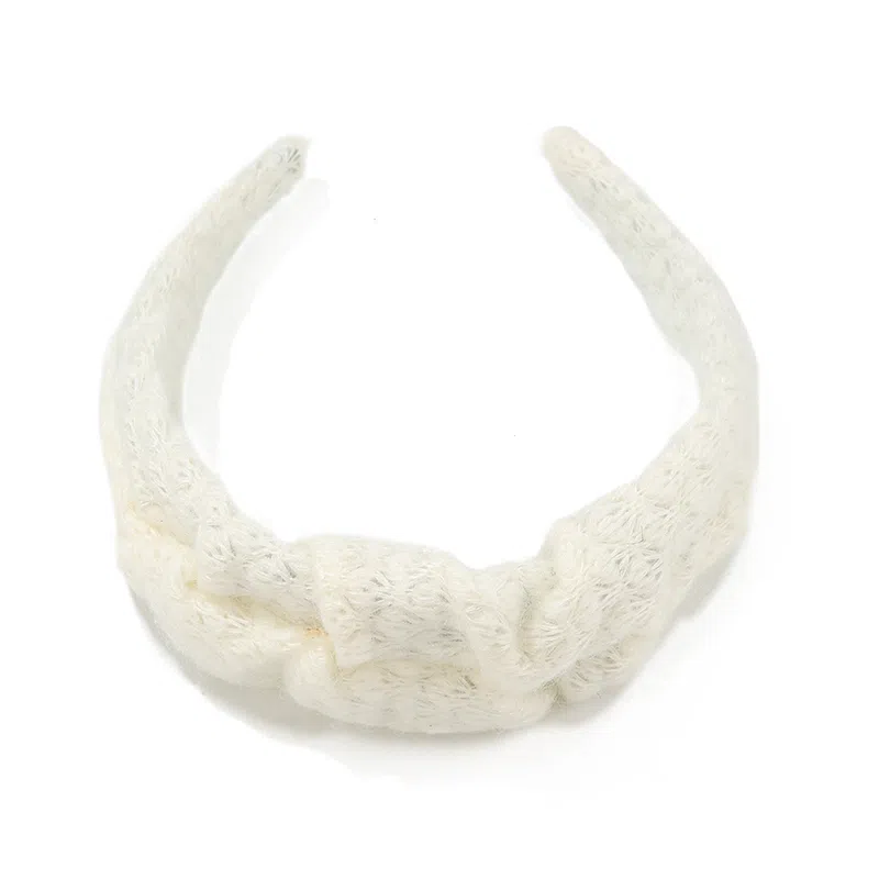 如花梦 复古克莱因蓝 高颅顶褶皱宽边 毛线 发箍 女款