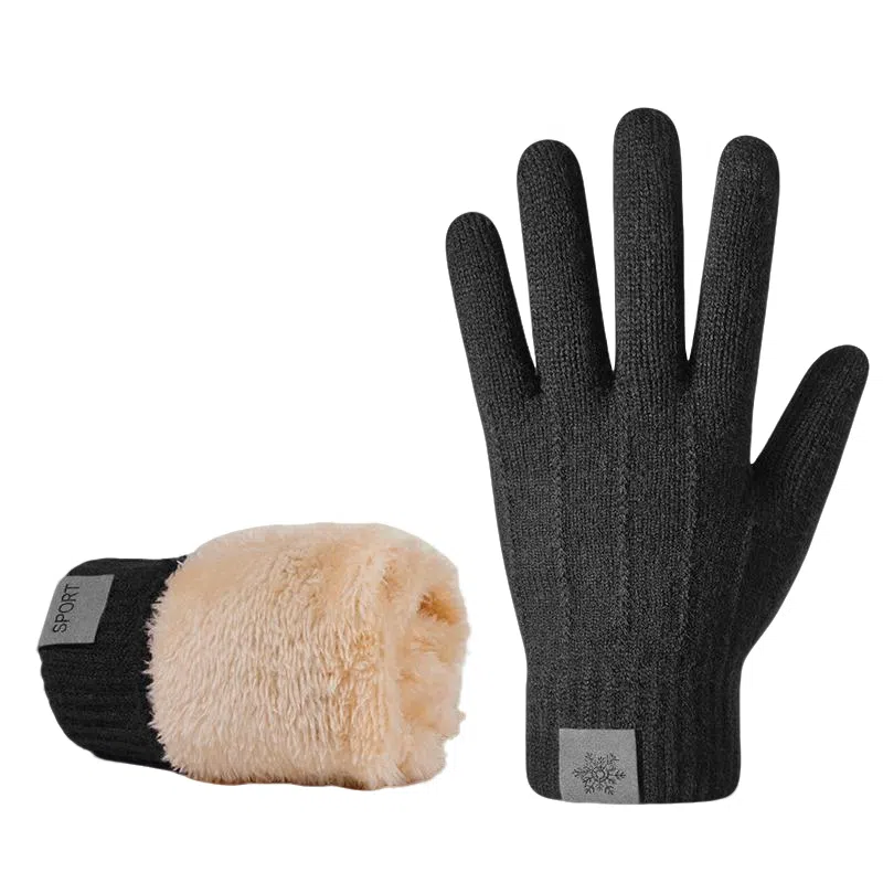 梦特娇 加绒加厚 毛绒 绒线手套 男女同款情侣款