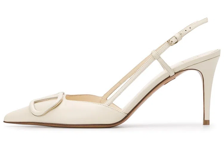 Valentino Vlogo Back Tie Heels White