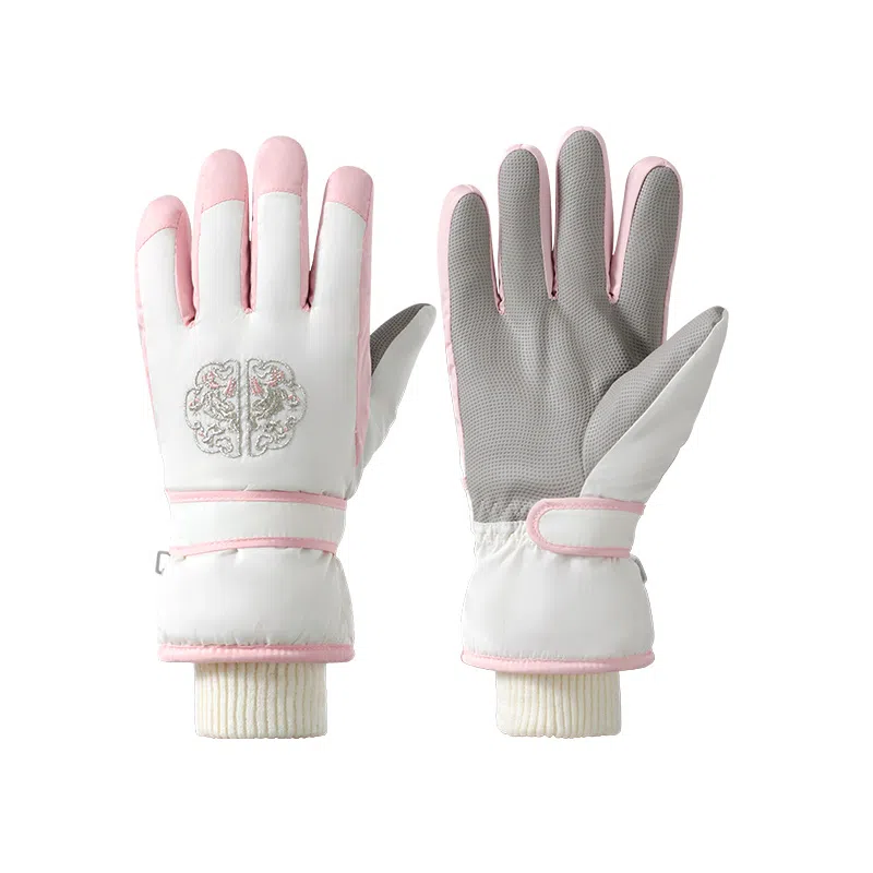 俞兆林 东北防寒女士冬季滑雪加绒加厚新中式国风户外骑车防风防寒保暖防泼水 涤纶 手套 女款