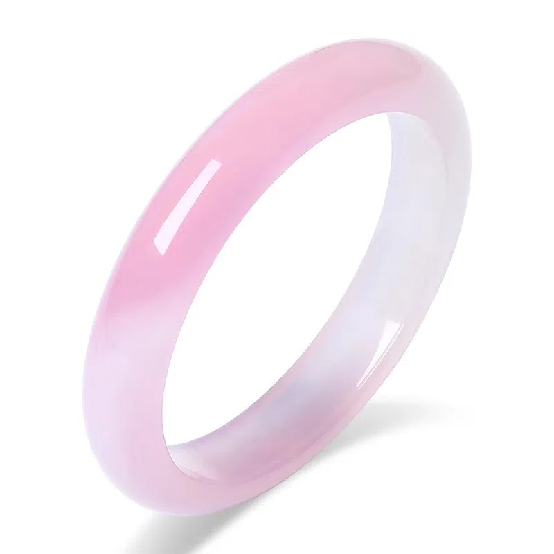 妙银阁 半粉圆镯新中式国风 玉髓 手镯 女款