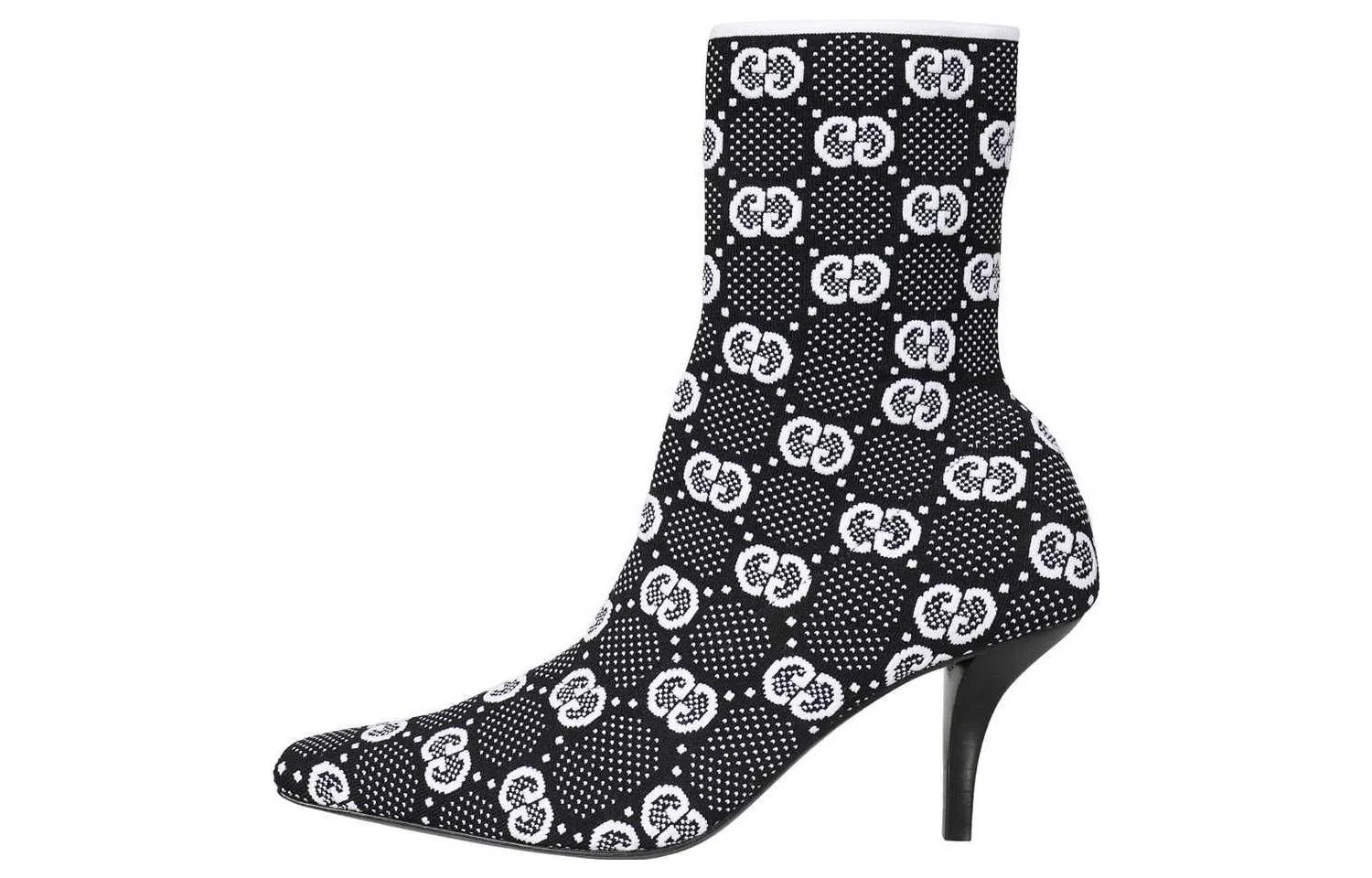 Gucci GG Knit Ankle Boots Black White