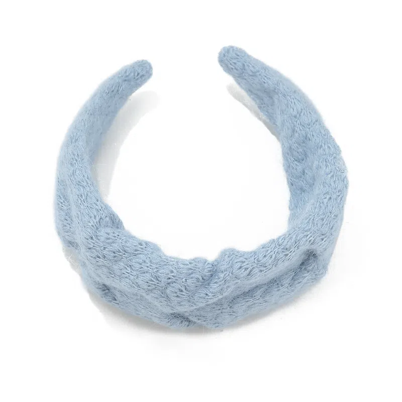 如花梦 复古克莱因蓝 高颅顶褶皱宽边 毛线 发箍 女款