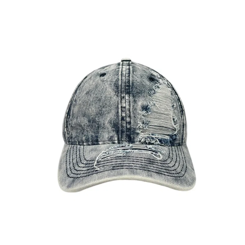 浪莎 水洗做旧破洞牛仔美式街头 聚酯纤维 鸭舌帽 男女同款情侣款
