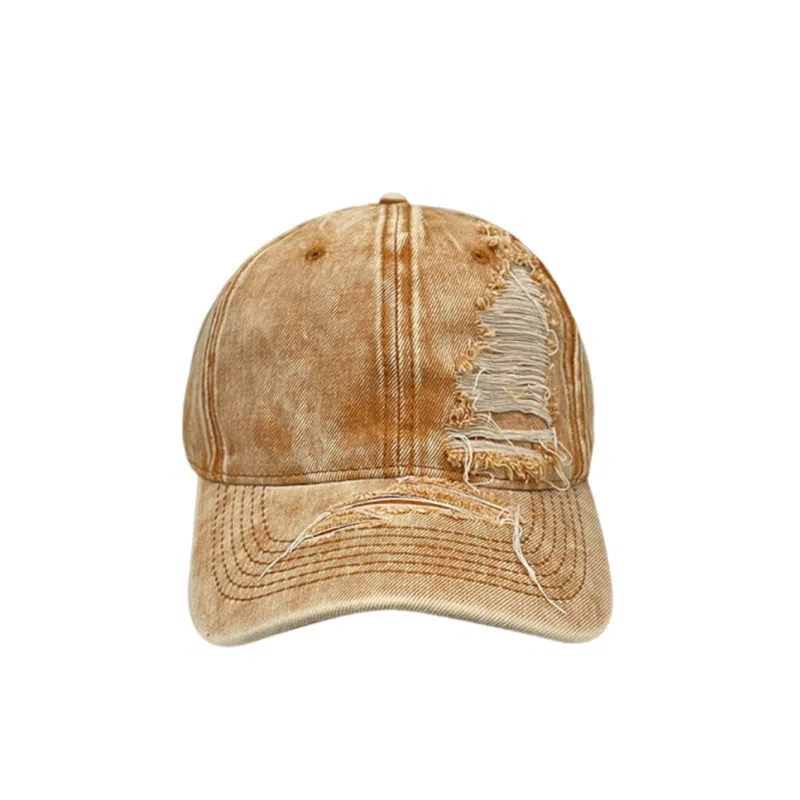 浪莎 水洗做旧破洞牛仔美式街头 聚酯纤维 鸭舌帽 男女同款情侣款