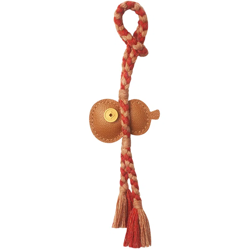 后鸟 葫芦随身福禄随身包包挂饰真皮配饰品小众新中式国潮古风本命年高级感手工编制复古轻奢设计师个性好运 羊皮 挂件 男女同款情侣款