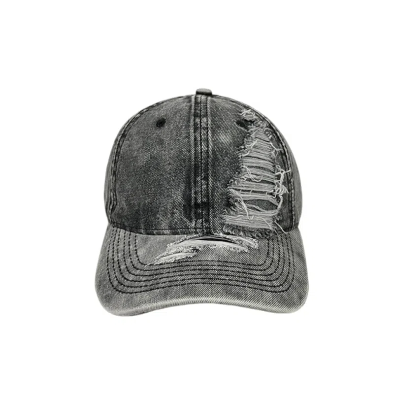 浪莎 水洗做旧破洞牛仔美式街头 聚酯纤维 鸭舌帽 男女同款情侣款