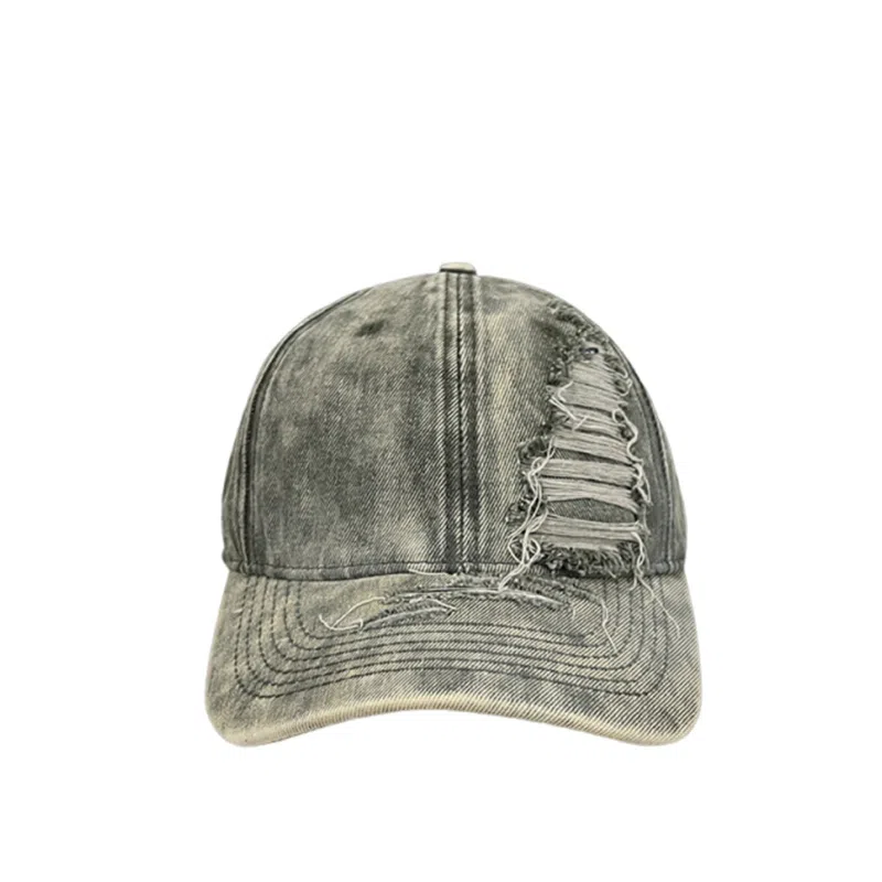 浪莎 水洗做旧破洞牛仔美式街头 聚酯纤维 鸭舌帽 男女同款情侣款