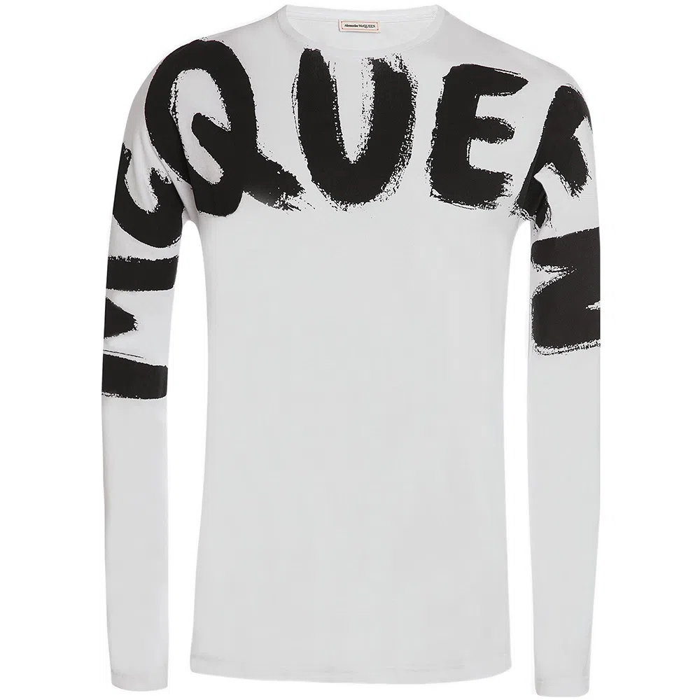 Alexander McQueen FW22 Logo Crewneck Long Sleeve Tee White