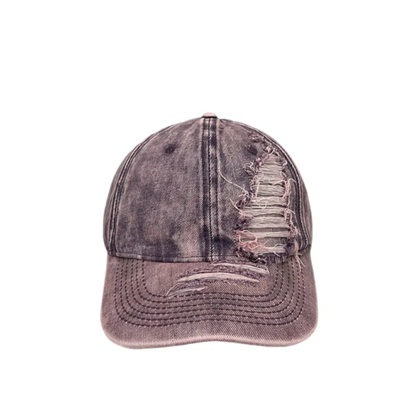 浪莎 水洗做旧破洞牛仔美式街头 聚酯纤维 鸭舌帽 男女同款情侣款