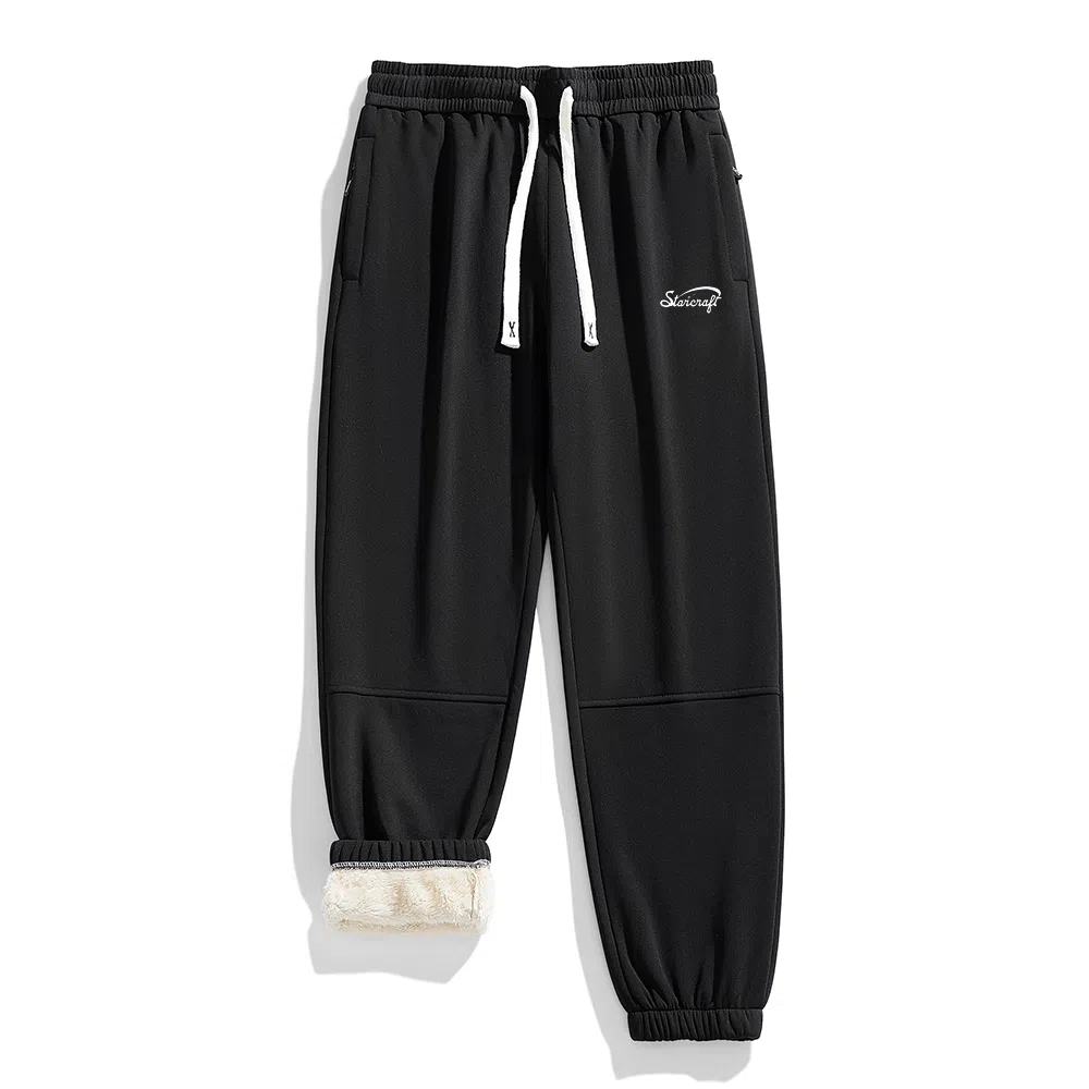 星际者 宽松厚款束脚舒适亲肤柔软百搭抽绳高街加绒针织运动裤 男女同款