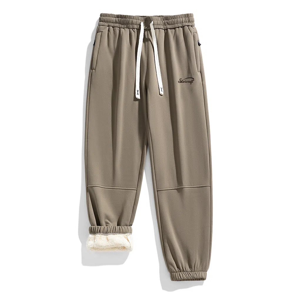 星际者 宽松厚款束脚舒适亲肤柔软百搭抽绳高街加绒针织运动裤 男女同款