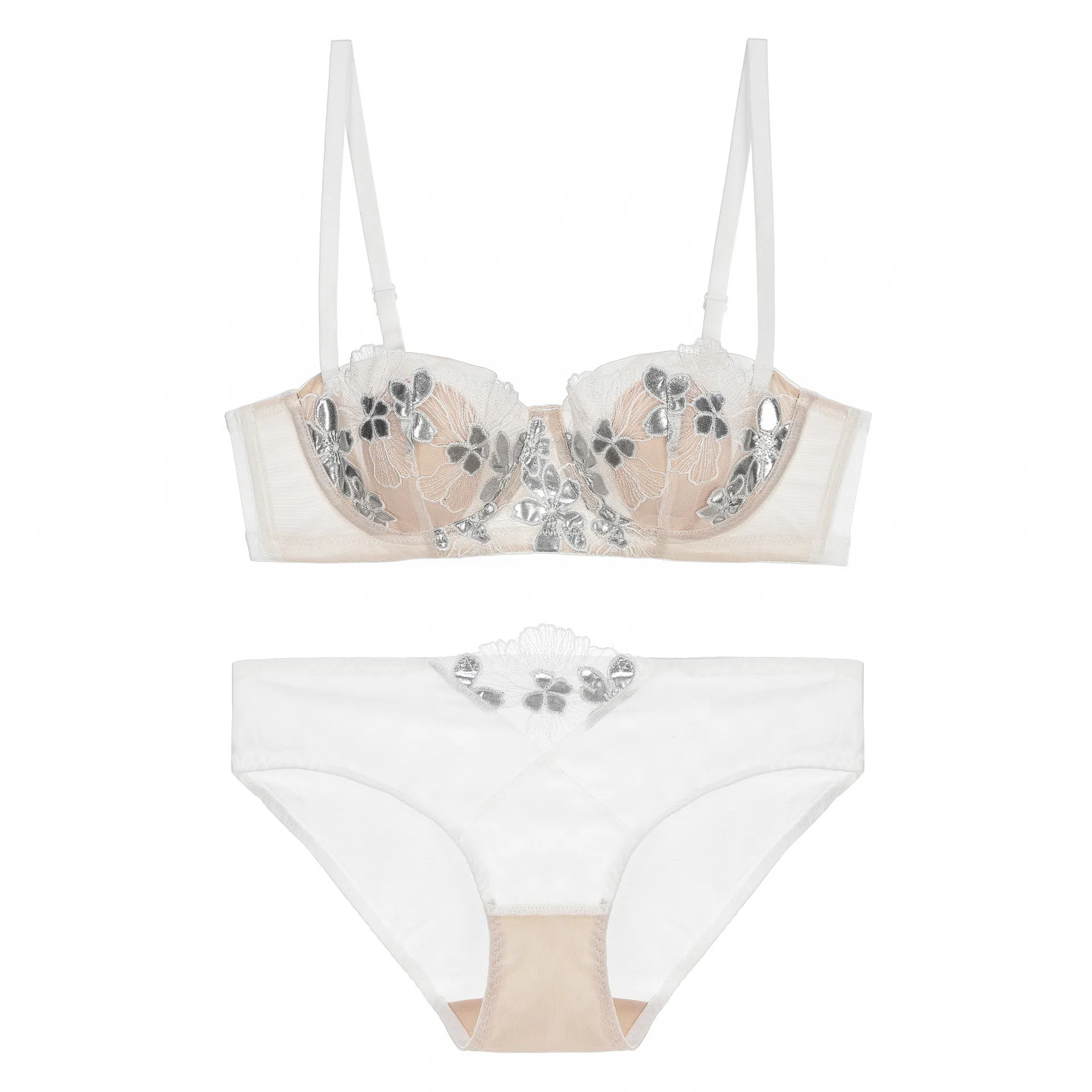 内在密码 法式薄款胸大显小软钢圈防下垂女性感禁欲系蕾丝内衣裤套装 女款