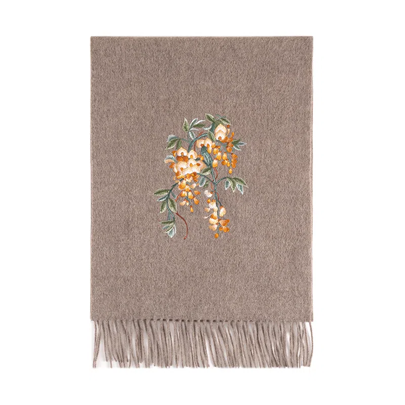 上海故事 紫藤盛开双面刺绣工艺亲肤保暖舒适百搭新中式多色选择礼盒包装 绒线围巾 女款