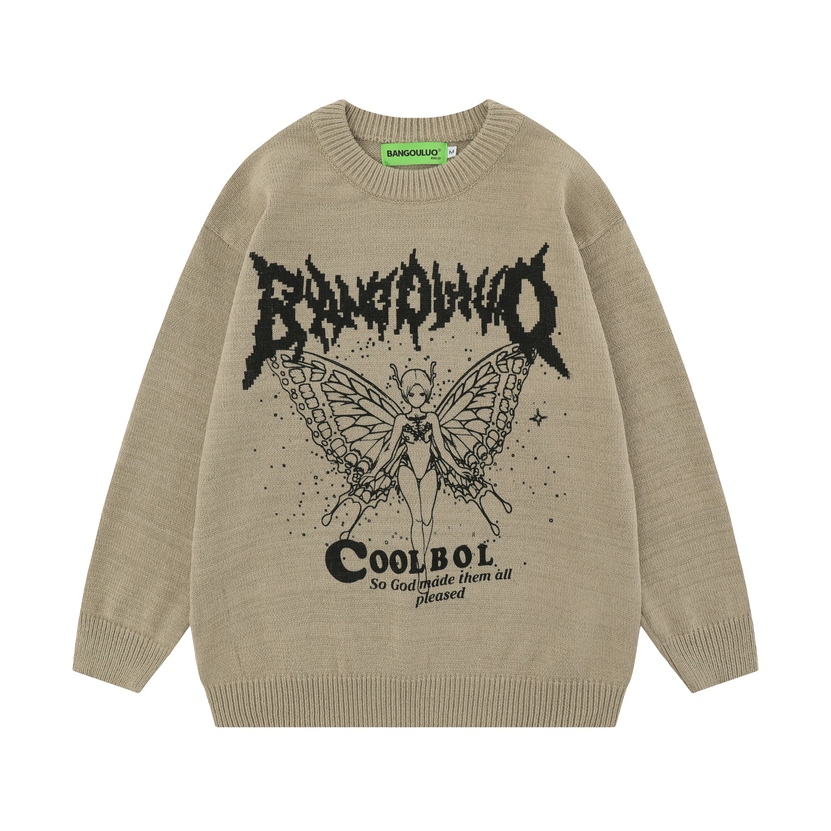 水中花 蝴蝶提花长袖舒适圆领针织衫 女款