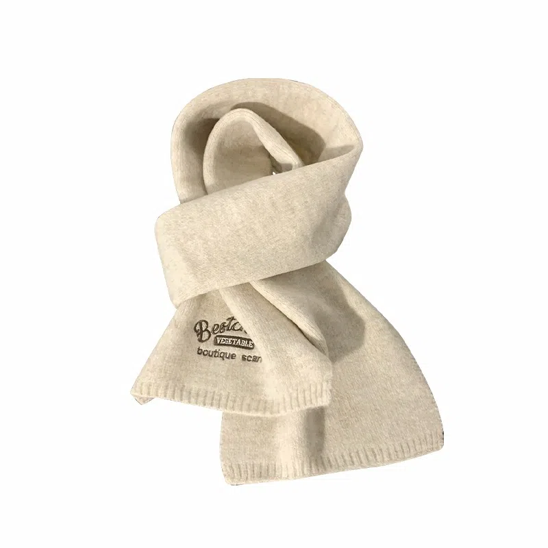 纳兰杜 冬季日系高级感保暖时尚百搭加厚防冻外搭礼盒装针织 聚酯纤维 绒线围巾 男女同款情侣款 米白色