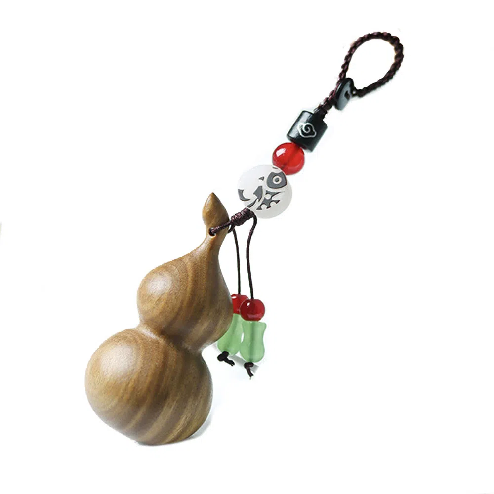 弹指木匠 木雕刻小葫芦工艺品挂饰光面葫芦百搭小挂 绿檀 木作挂件 男女同款情侣款