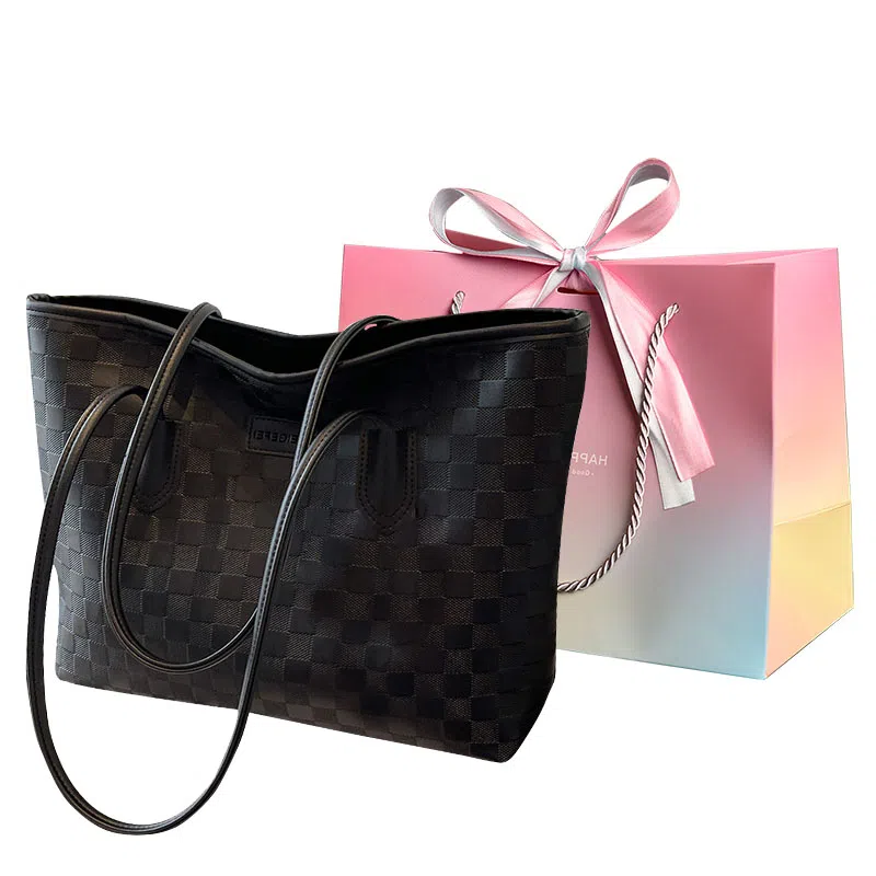 Ainito Woven Tote Bag Black/Khaki