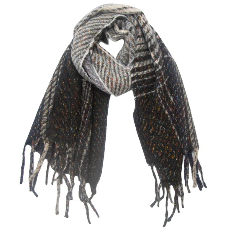 山一丸 秋冬季夹花渐变色流苏 绒线围巾 男女同款情侣款