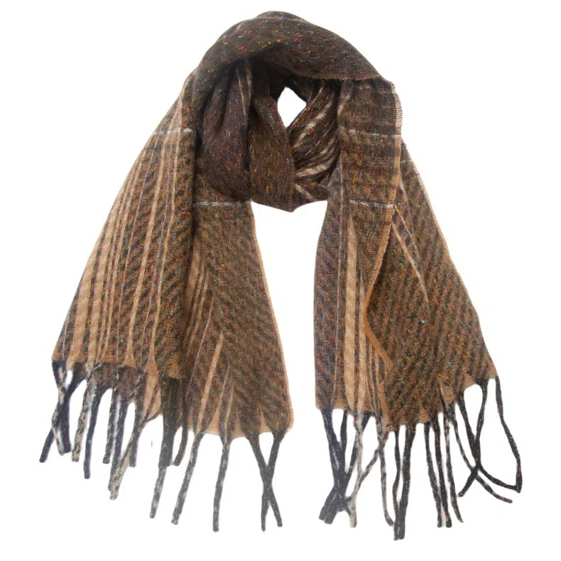 山一丸 秋冬季夹花渐变色流苏 绒线围巾 男女同款情侣款