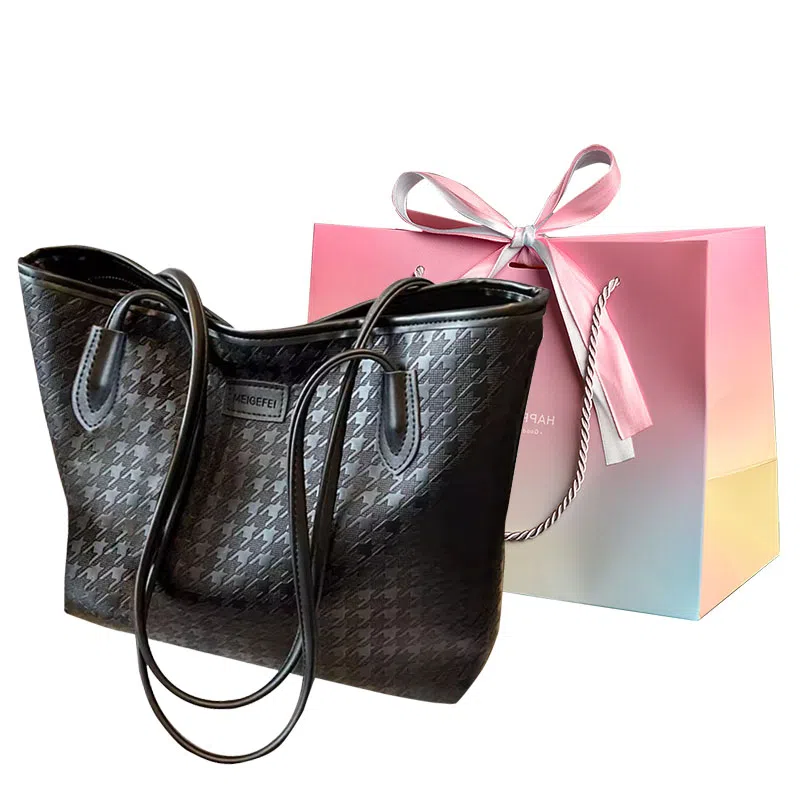 Ainito Woven Tote Bag Black/Khaki