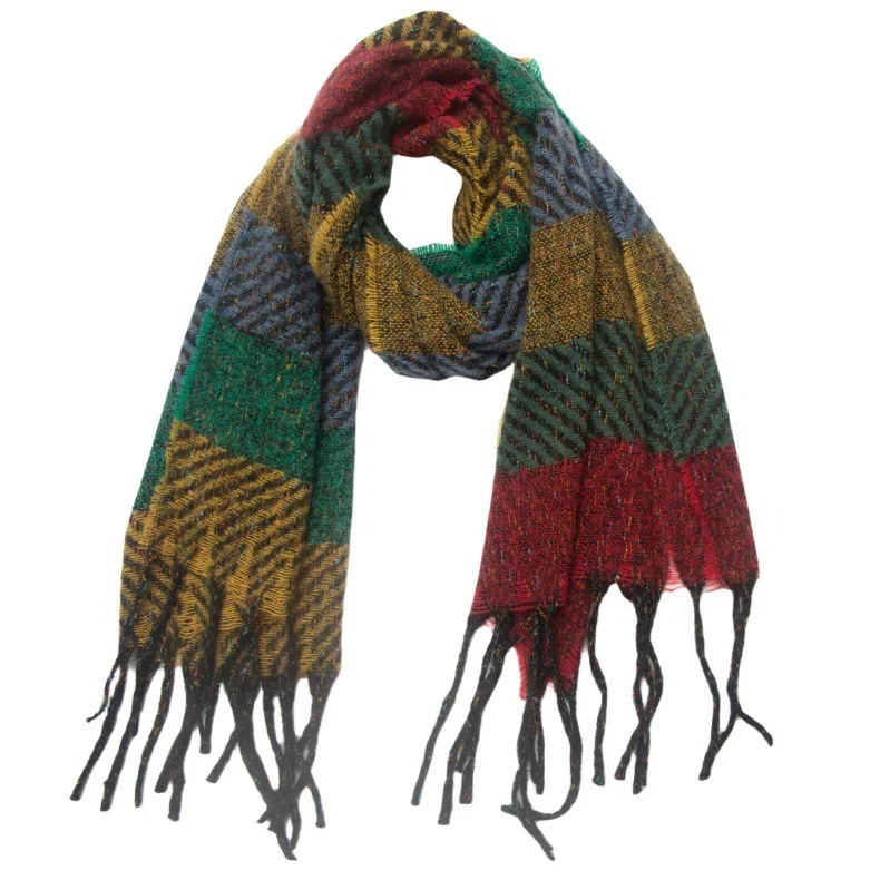 山一丸 条纹流苏 潮流轻奢百搭 绒线围巾 男女同款情侣款