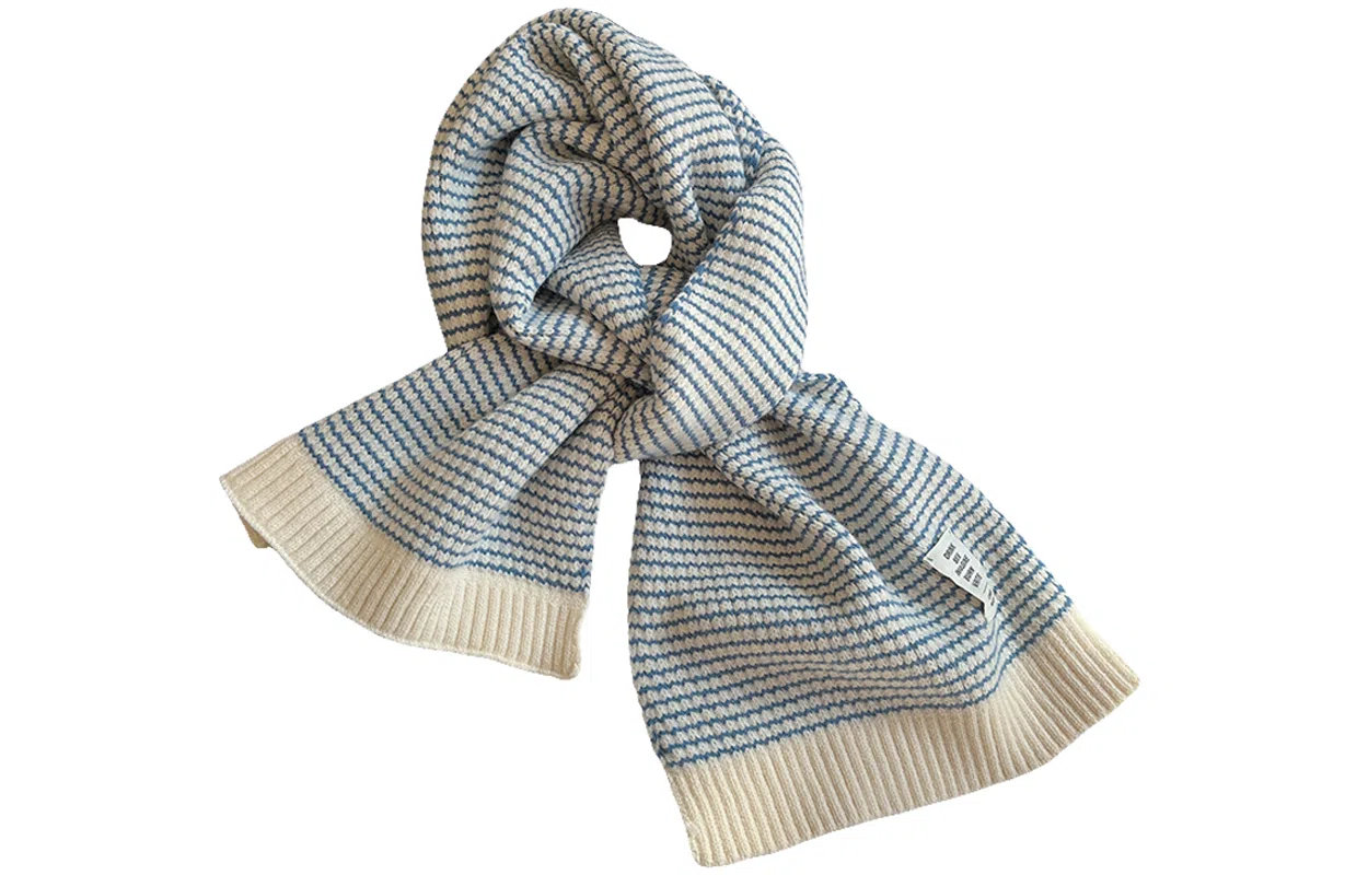 优幽兰 韩版百搭氛围感条纹时尚潮流高级感加厚保暖学生休闲简约显气质穿搭 仿羊绒 绒线围巾 女款