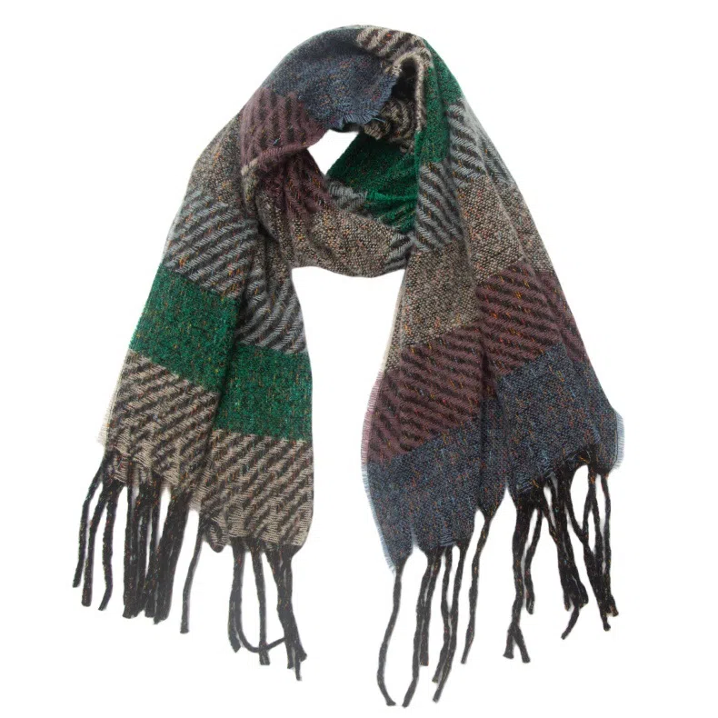 山一丸 条纹流苏 潮流轻奢百搭 绒线围巾 男女同款情侣款