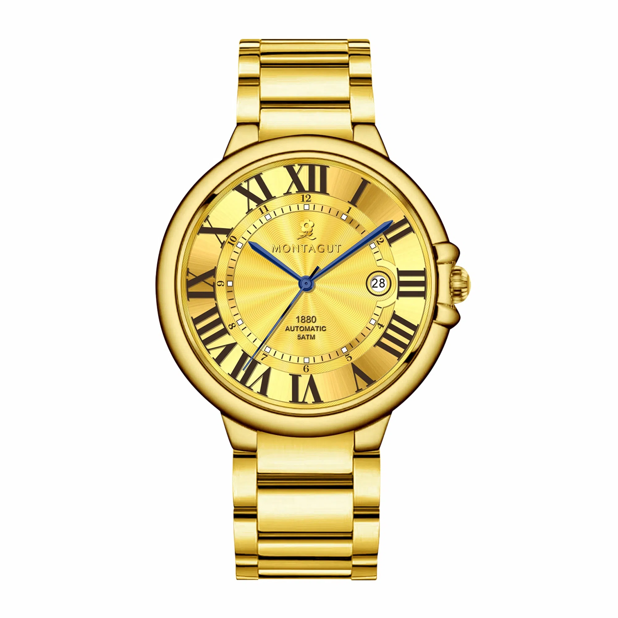 梦特娇 法国巴黎轻奢品牌 男款腕表经典商务简约 手表 金表 学生 爸爸父亲 职场人员 礼袋礼盒装 石英机芯 精钢表带 男女同款 金色表盘