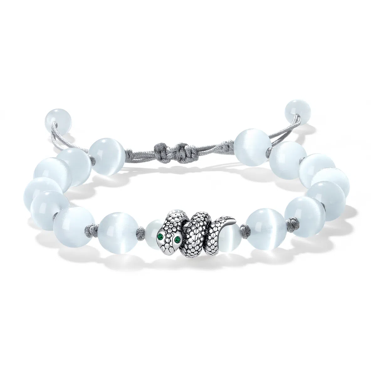 【普陀山官方已祝福】 普陀山文创 新中式纳福灵蛇 本命年生肖蛇招财串珠 生日送礼  礼盒装 猫眼石 手链 男女同款情侣款