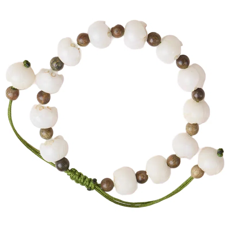 書卓 新中式百搭文玩饰品 复古设计国风有钱花#好运 升学上岸必戴 白玉菩提 手串 男女同款情侣款