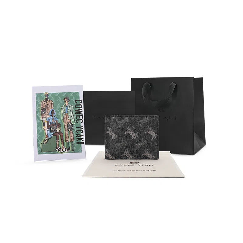 COWEC YCAKI Large Synthetic Leather Wallet Black