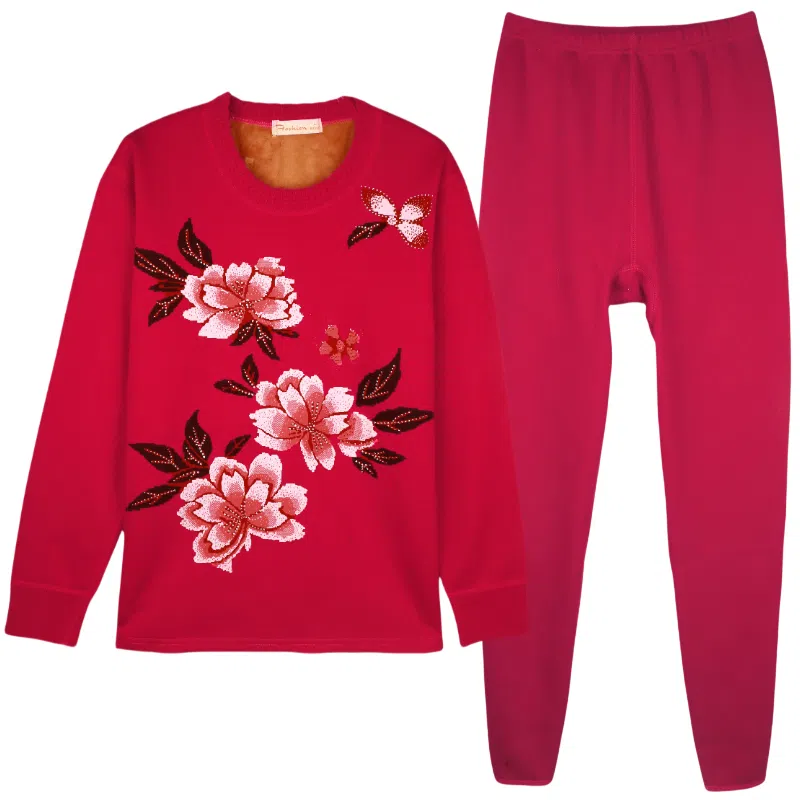 兰缪 圆领抗寒锁温耐磨舒适透气亲肤柔软保暖套装 女款