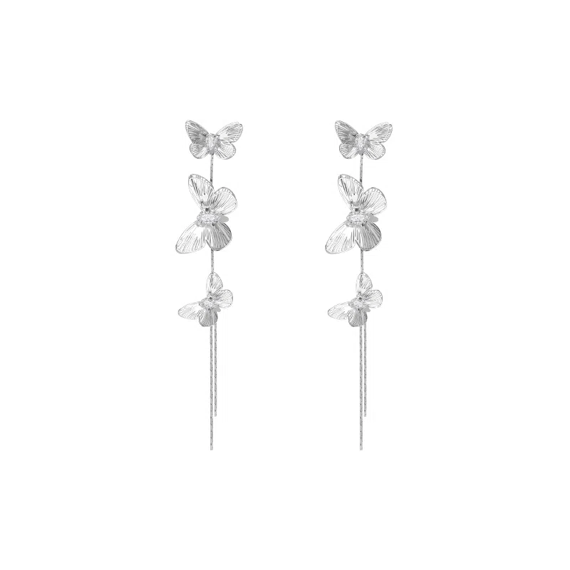 芒果饰品 蝴蝶流苏 铜 耳环 女款