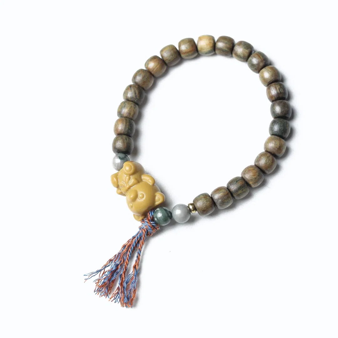 書卓 新中式复古潮流风 生日礼 招财进宝盘玩 行走的香水#好运 绿檀 手串 男女同款情侣款