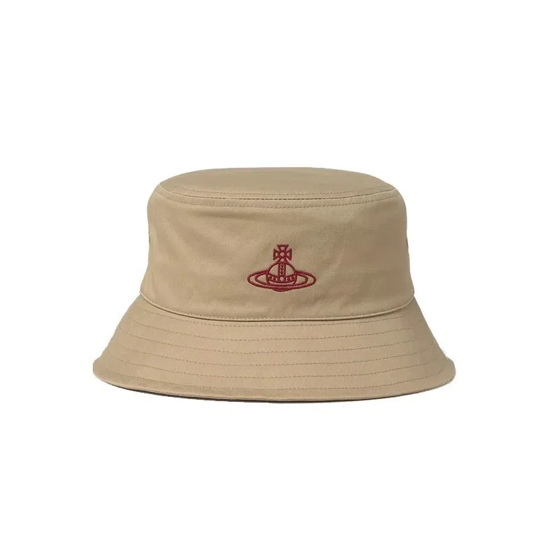 Vivienne Westwood Logo Cotton Bucket Hat Beige