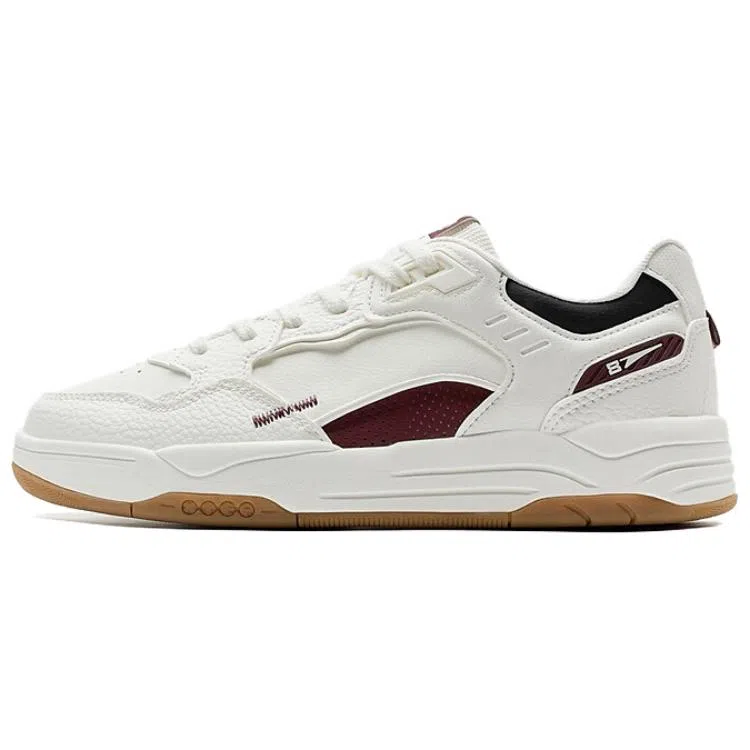 特步 启浪 舒适百搭 防滑耐磨包裹性 低帮 板鞋 男款 白红黑