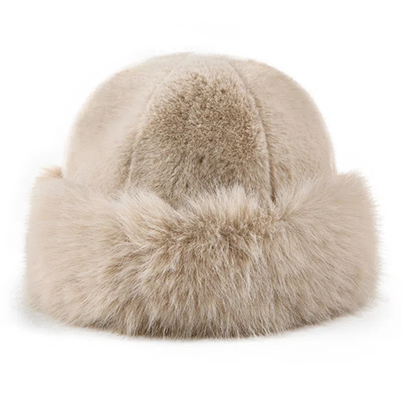 浪莎 外贸日系毛茸茸加绒保暖防寒大头围加厚显脸小 聚酯纤维 盆帽 女款