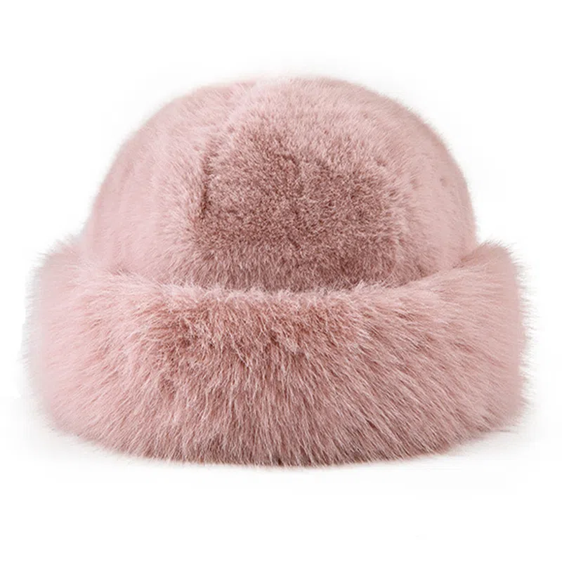 浪莎 外贸日系毛茸茸加绒保暖防寒大头围加厚显脸小 聚酯纤维 盆帽 女款