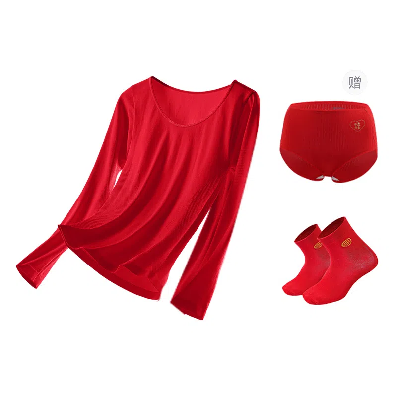 欧迪芬 本命年羊毛蚕丝加厚打底柔软蓄热升温御寒高弹保暖上装 女款