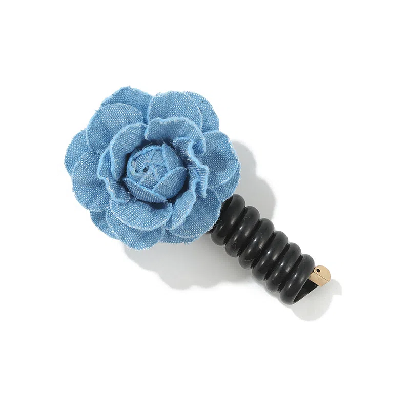 如花梦 精致牛仔花朵电话线网红气质高级感头花皮筋皮筋头饰 布艺 发圈 女款
