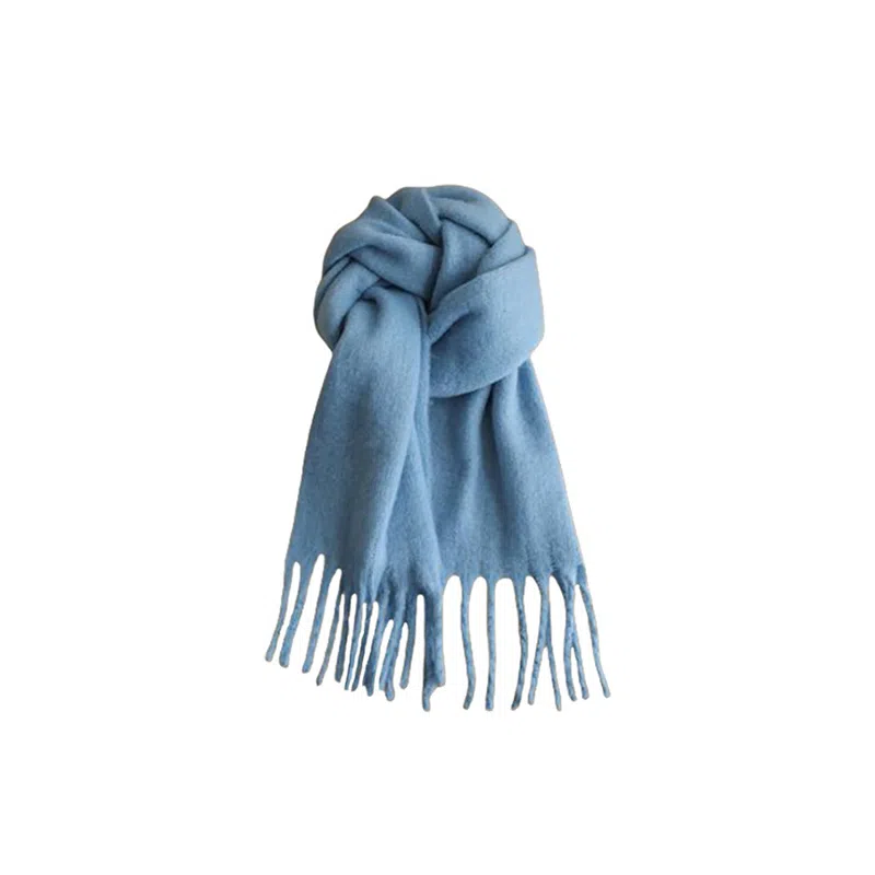 千桐 流苏基础纯色简约风冬日氛围感造型通勤加厚针织百搭 绒线围巾 男女同款情侣款