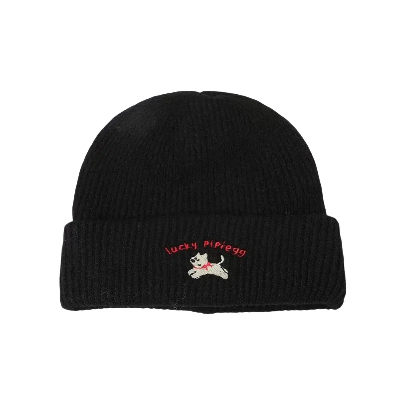 北极绒 秋冬韩系可爱小狗加厚保暖显脸小包头帽冷帽 再生涤纶 绒线帽 男女同款情侣款