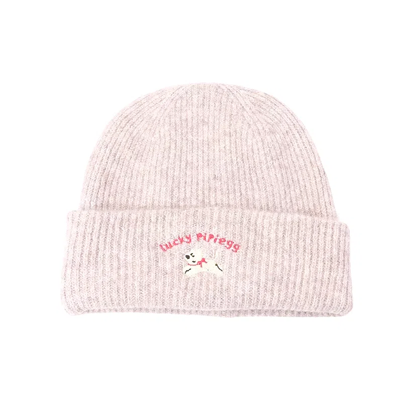 北极绒 秋冬韩系可爱小狗加厚保暖显脸小包头帽冷帽 再生涤纶 绒线帽 男女同款情侣款