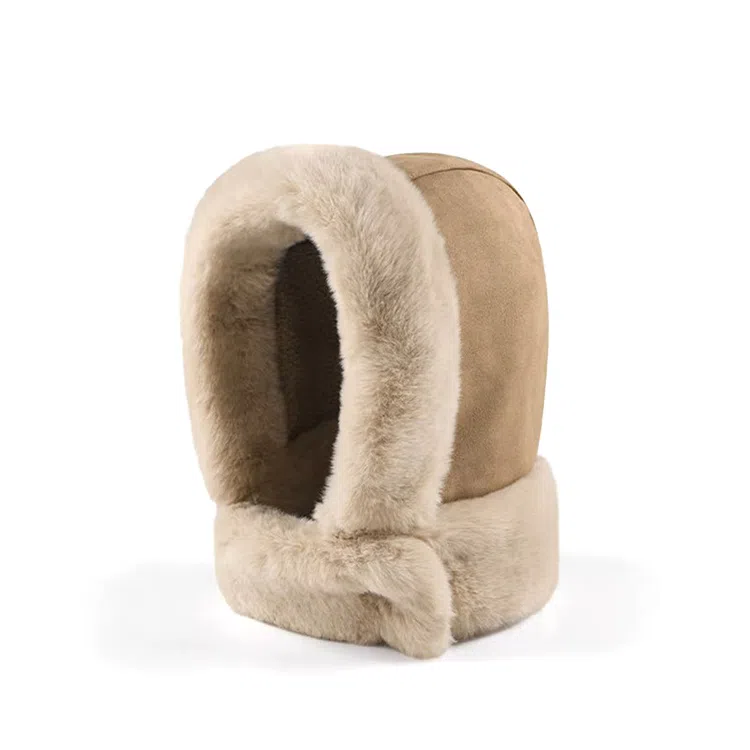 浪莎 美拉德加绒加厚麂皮绒雷锋帽女生护耳保暖冬季骑行防寒包头帽子 涤纶 绒线帽 女款